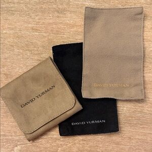 David Yurman Black and Tan Suede Accessory Pouch. 2 cleaning clothes!